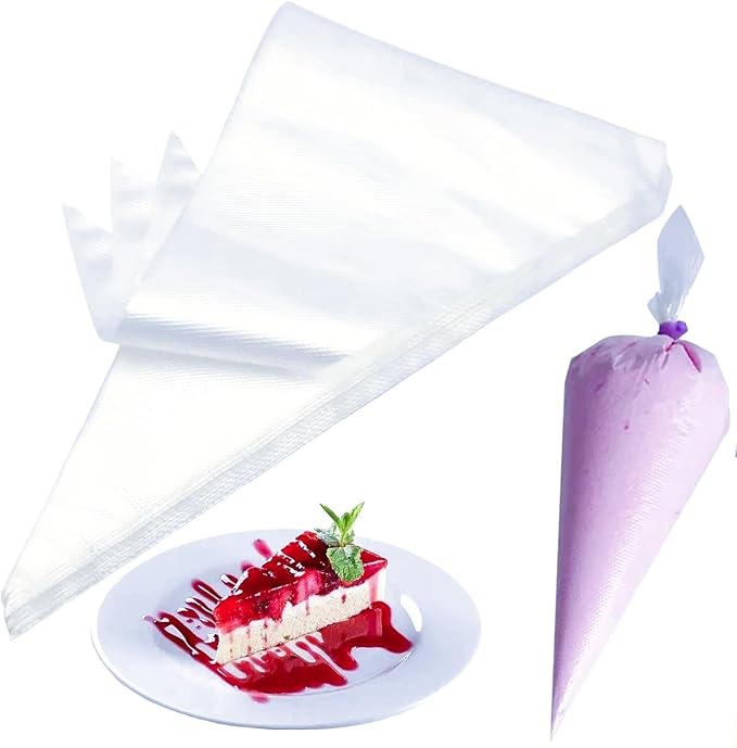 NinBase Frosting Piping Bags 18 inch, 100 Pcs Disposable Piping Bags for Royal Icing, Thick Anti Burst Cake Pastry Bags Disposable Royal Icing Bags for Cookie, Cakes and Dessert Decoration L