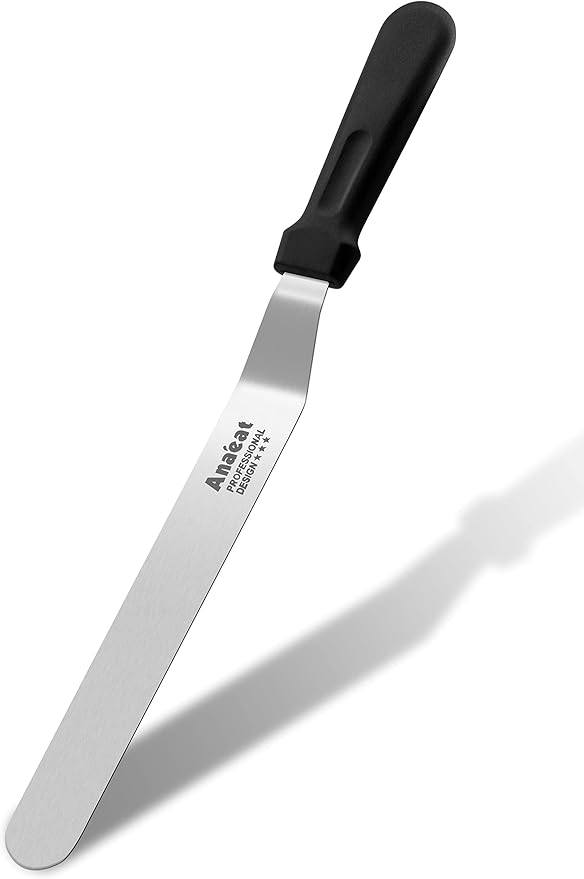 Anaeat Icing Spatulas, Set of 2 Professional Cake Angled Offset Spatula with 6", 8" Stainless Steel Blades - Thickened Frosting Knife with Durable Plastic Handle for Cake Decorating Pastry & Baking