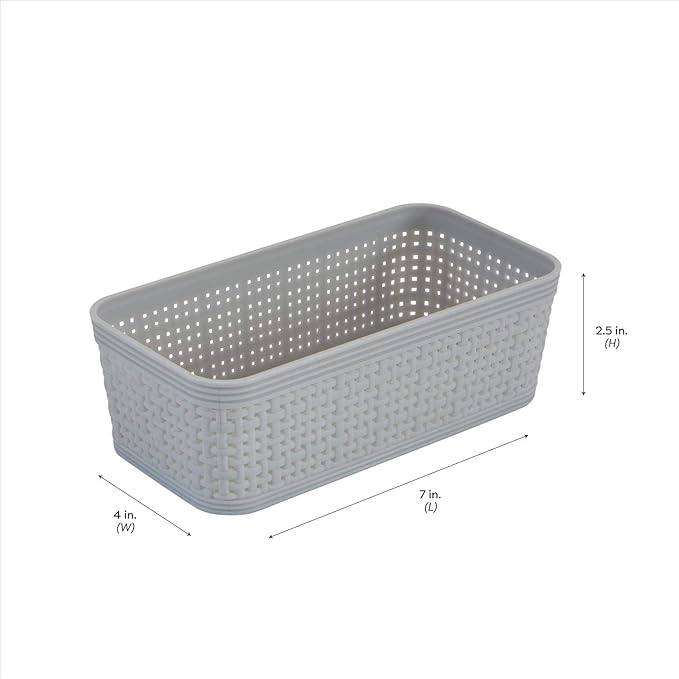 Simplify 10 Piece Organizing Set | Multiple Size Bins | Multipurpose | Office | Desk | Dorm | Bathroom | Storage Basket | Small Items | Accessories | Grey