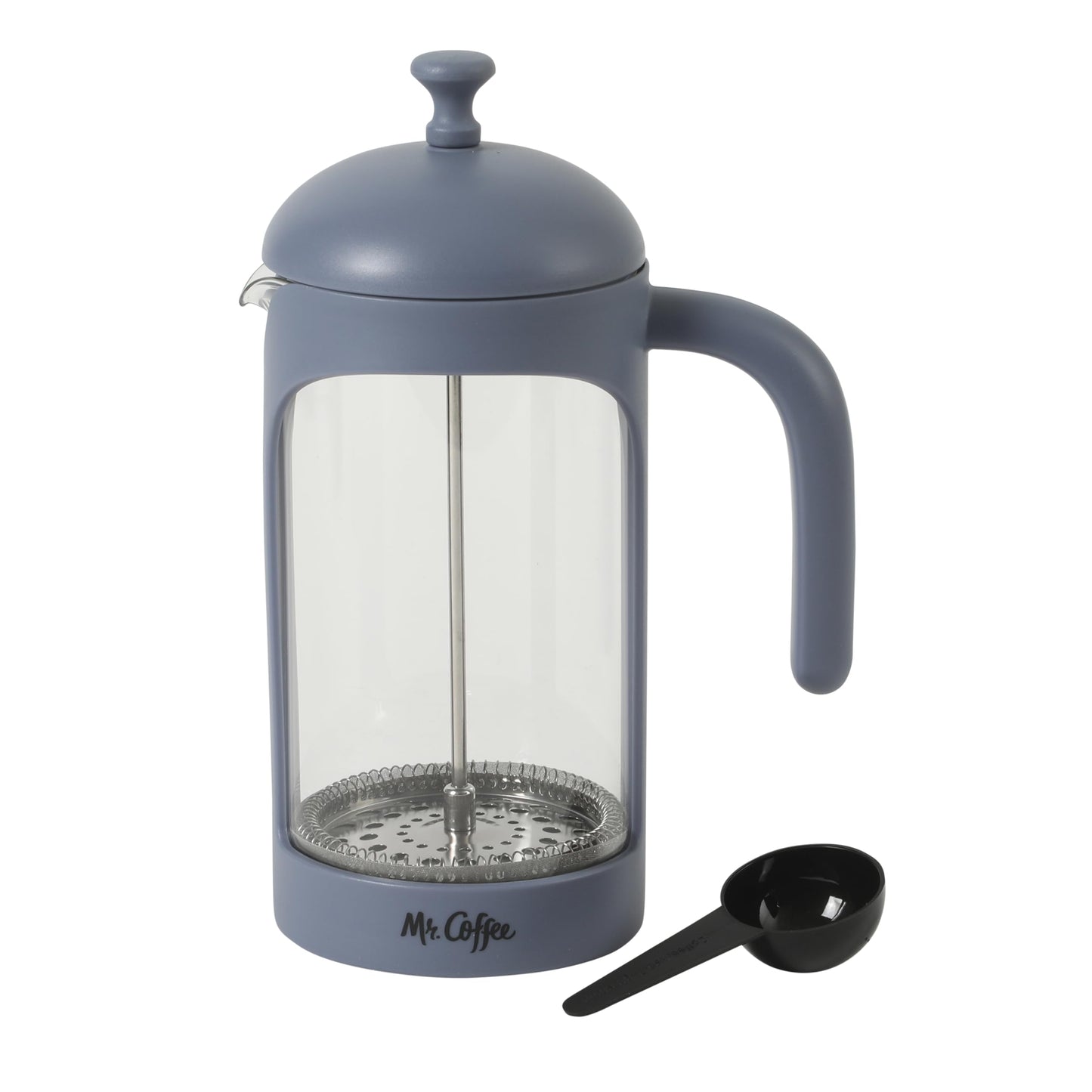 Mr. Coffee Daily Brew French Press Coffee Maker, 30-Ounce Glass Carafe with High Heat Resistant Durable Borasilicate Glass & Copper Metal Frame and Plunger, Includes Coffee Scoop