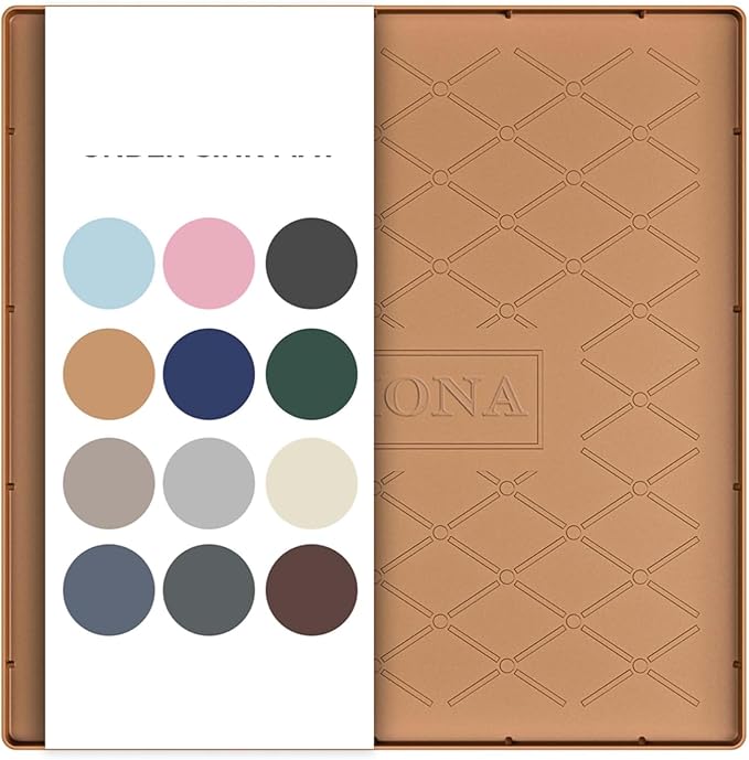 URMONA 19" x 19" Waterproof Silicone Mat in Multiple Sizes & Colors, Under Sink Mat for Kitchen & Bathroom, Pet Food Pad for Dogs & Cats, Kitchen Cabinet Liner, Multi-Purpose for Storage(Khaki)