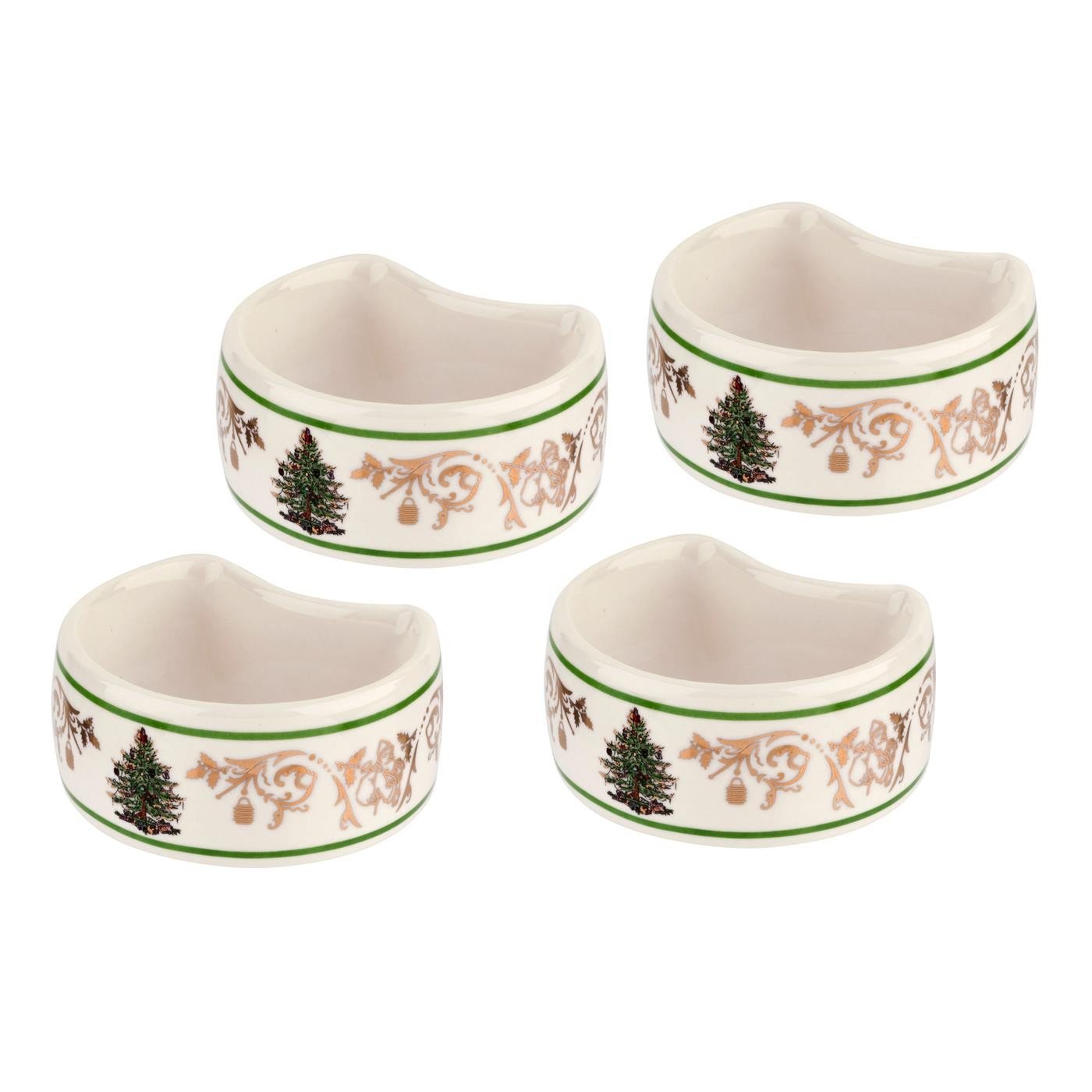 Spode – Christmas Tree Gold – Napkin Rings – Gold, Set of 4