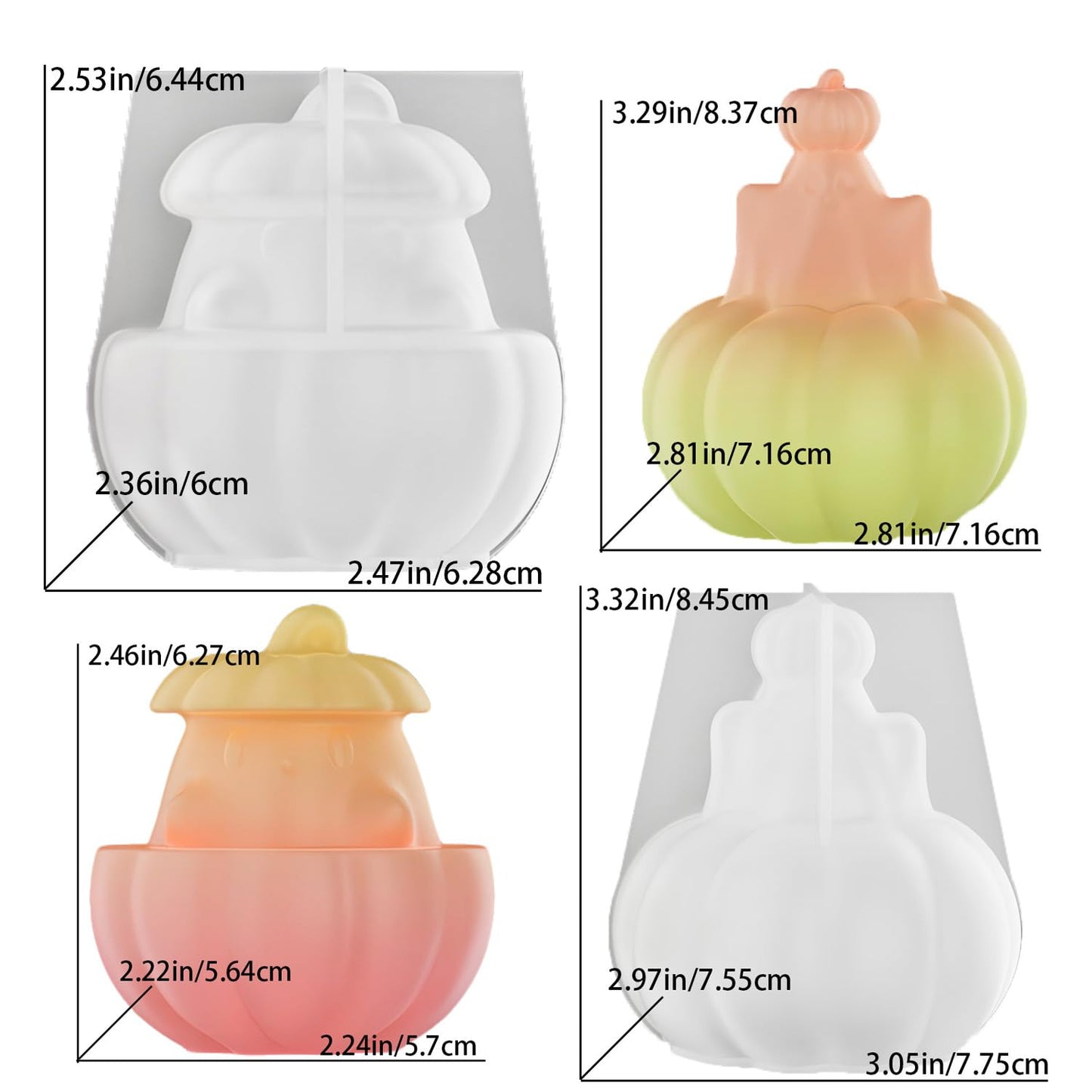 2Pcs Halloween Resin Silicone Mold, Ghost Pumpkin Candle Molds