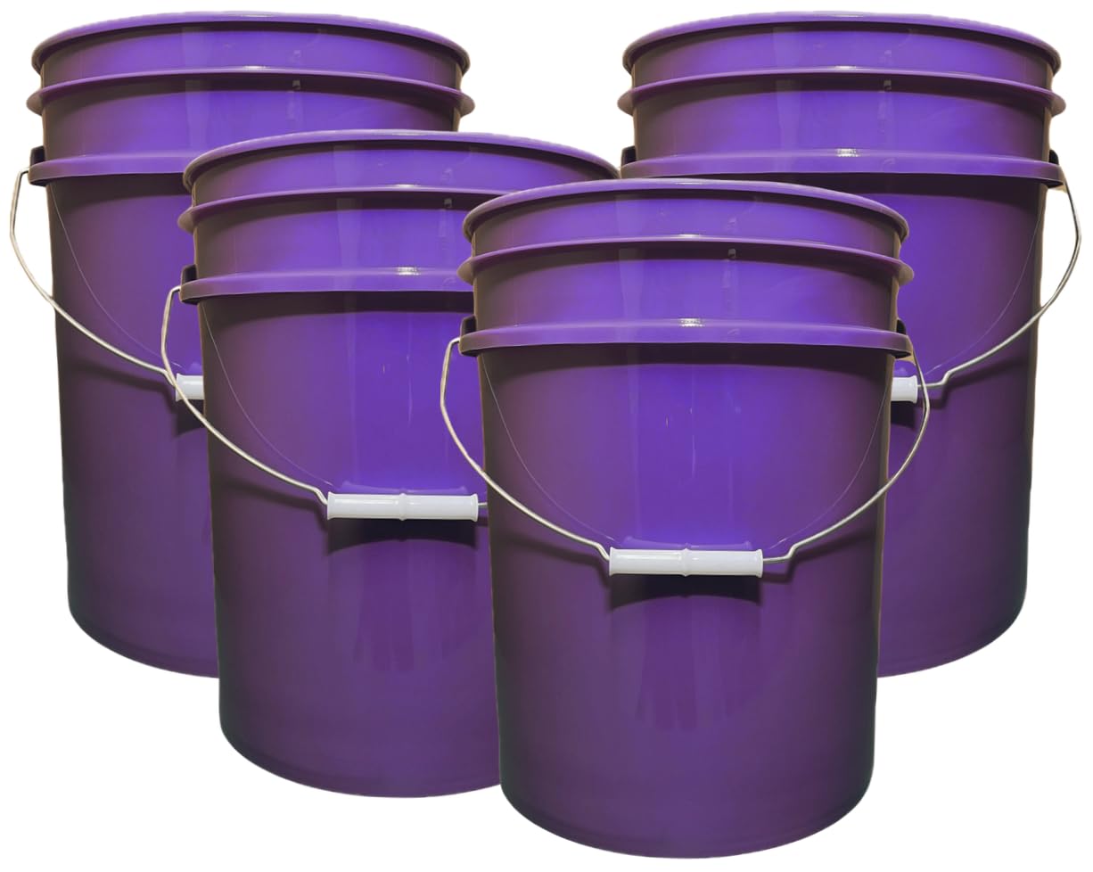 House Naturals 5 Gallon Premium HPDE Plastic Bucket - Made in USA Food Grade Container, BPA Free All Purpose Pail (5, Red)
