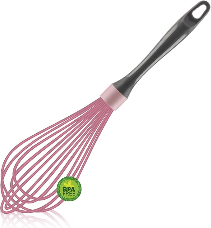 OYV Dishwasher Safe Silicone Whisk, 12-Inch, Non-Scratch, Pink