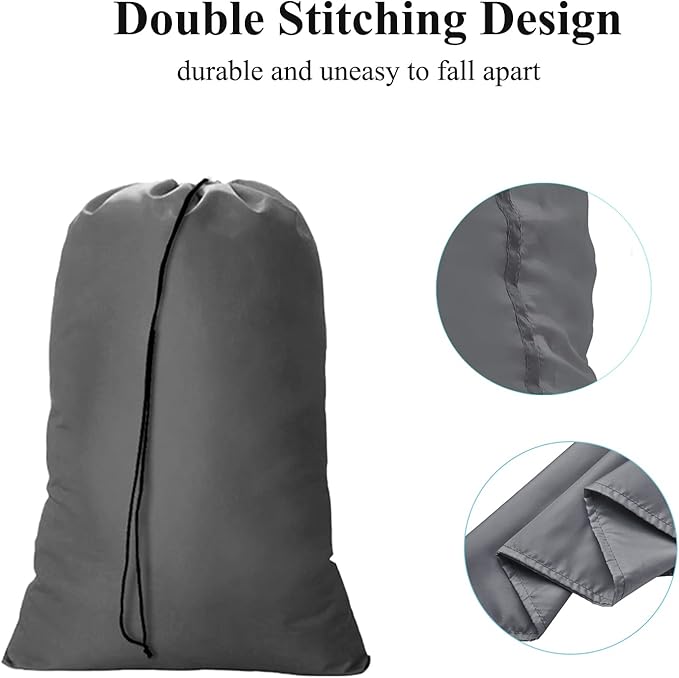 OTraki 2 Pack Laundry Bag Extra Large 28x45 Inch Drawstrings Laundry Hamper Liner Storage Bag XL Dirty Clothes Organizer Heavy Duty Laundry Bag Don't Drying, Melting 140-176℉ (Grey)