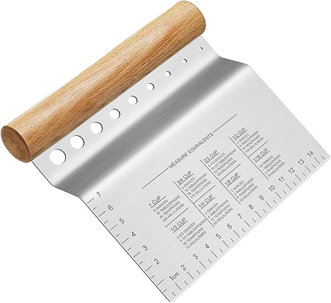 ALLTOP Bench Scraper & Chopper with Herb Stripper,Stainless Steel Multipurpose Kitchen Baking Tool for Bread Dough Pastry Cake -Leaf Remover with Plastic Handle &Upgraded Protective Cover