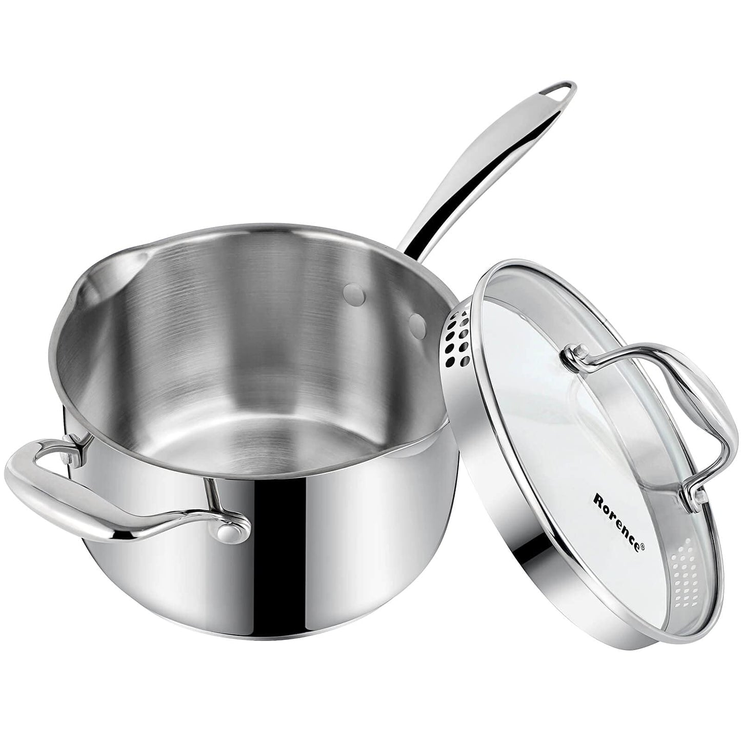 Rorence 3.7 Quart Stainless Steel Induction Sauce Pan with Lid