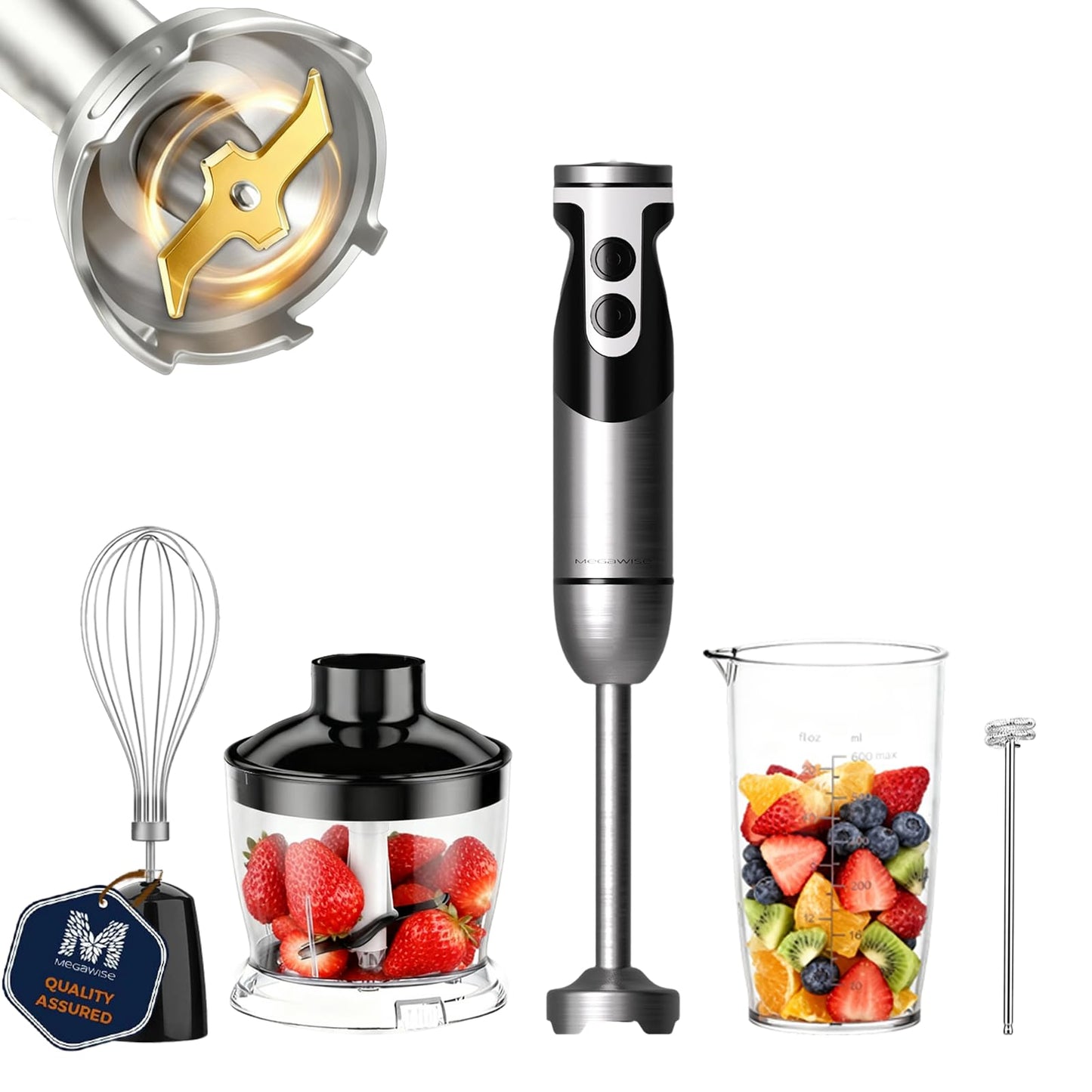 MegaWise Pro Titanium Reinforced 5-in-1 Immersion Hand Blender