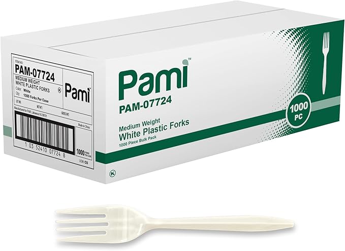 PAMI Medium Weight Disposable Plastic Soup Spoons,White,Bulk Pack,1000 Ct