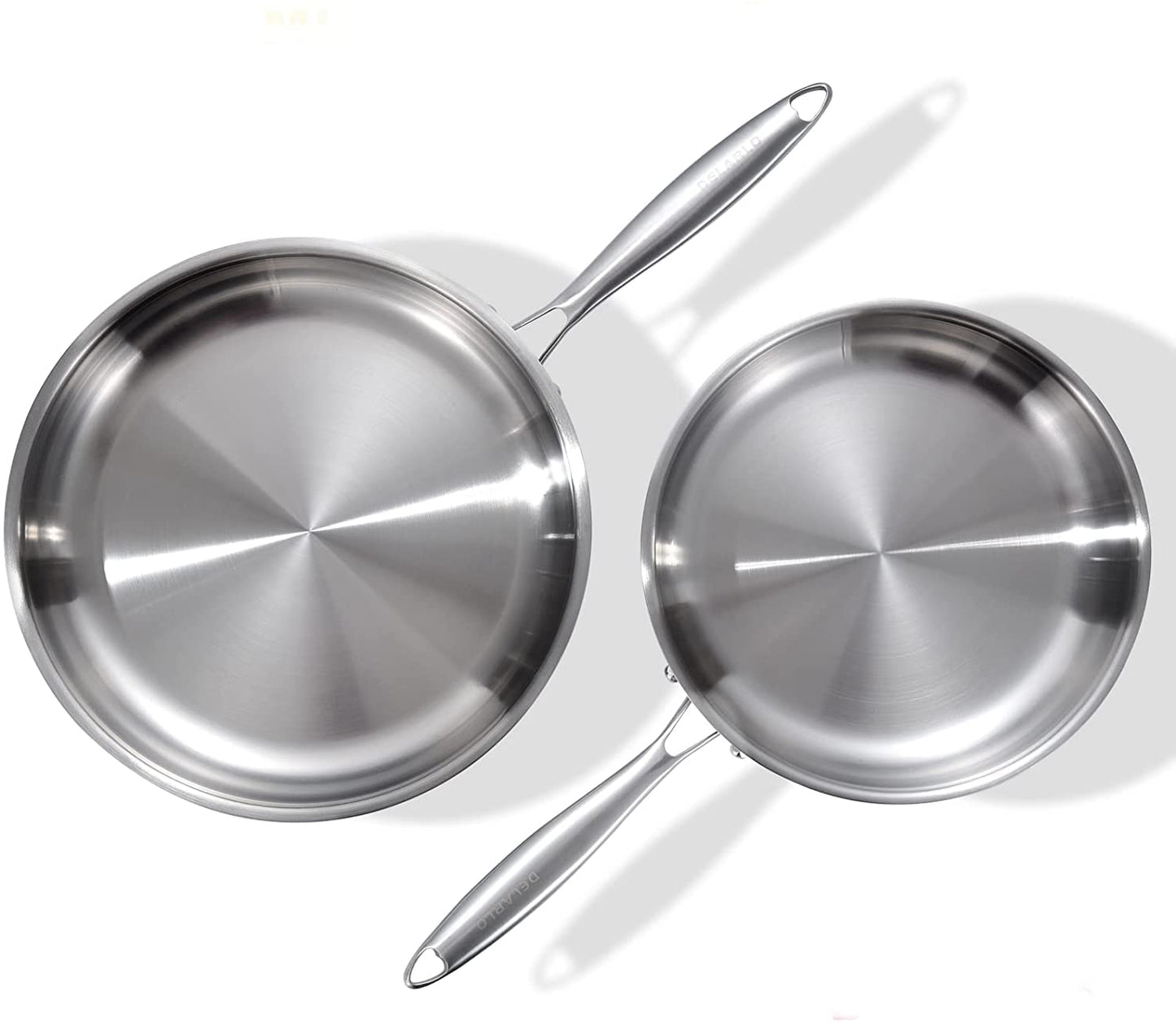 DELARLO Tri-Ply Stainless Steel Pan,18/10, 8",10,12"
