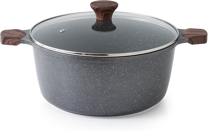 SENSARTE Ceramic Nonstick Stock Pot with Lid, 4.5 Quart, White