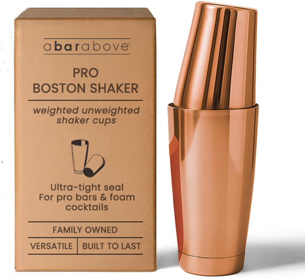 A Bar Above Boston Cocktail Shaker Set, 2 Piece, 18 and 28 Oz Tins, Gold