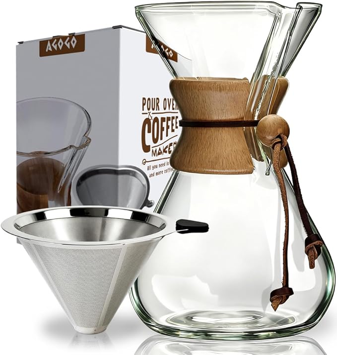 AGOGO Pour Over Coffee Maker Set, 40oz Classic Style, 304 Stainless Filter