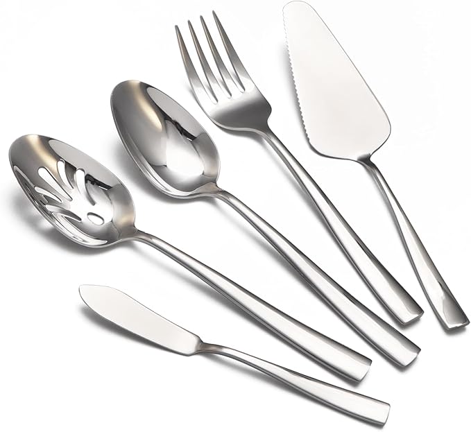 40-Piece Black Silverware Set, Heavy Duty Stainless Steel Flatware Cutlery Set Service for 8, Food-Grade Utensil Sets for Home Restaurant, Dishwasher Safe