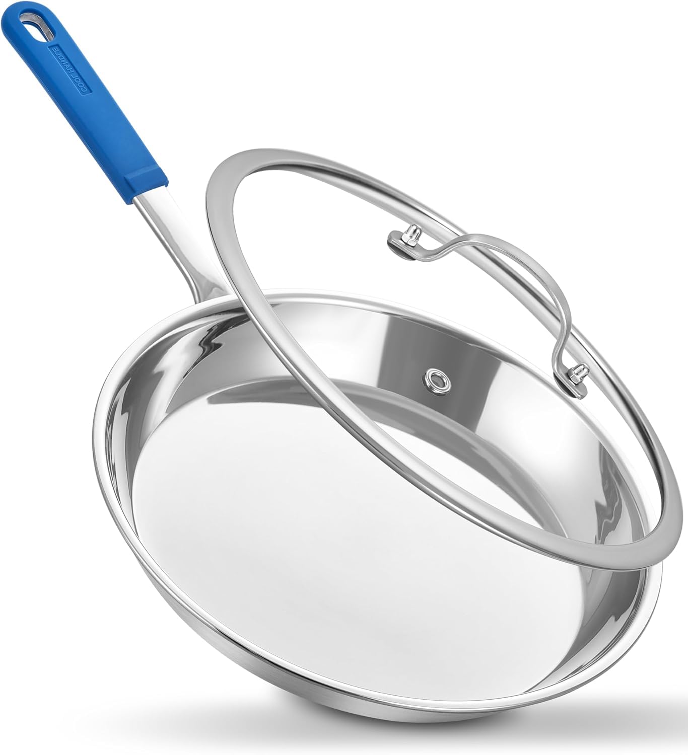 LOLYKITCH 8'' Tri-Ply Stainless Steel Pan with Lid | Small Egg Omelet Pan