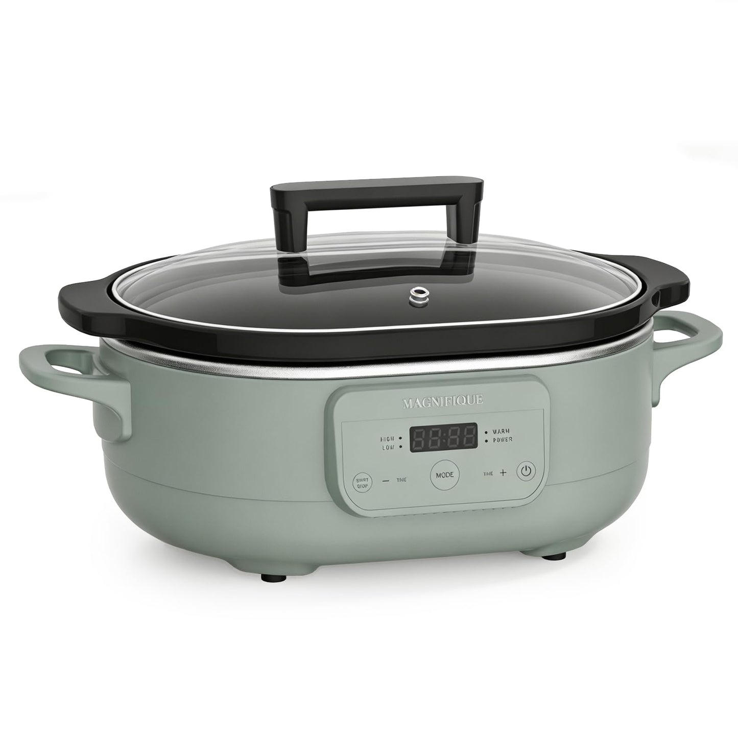 6 Quart Programmable Slow Cooker Removable Healthy Nonstick Pot - Small Kitchen Appliance for Family Dinners - Serves 6+ People - Heat Settings: Keep Warm Oatmeal