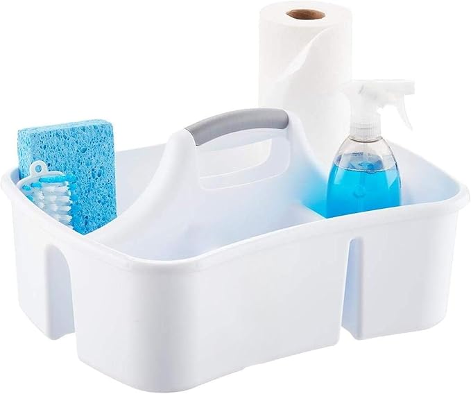 Extra Large 5 Gal Divided Cleaning Caddy Organizer with Handle - Cleaning Supplies for Housekeeping - Shower Caddy Portable - Shower Caddy Dorm - Cleaning Supplies Organizer - 17.75 x 13.25 x 7.75