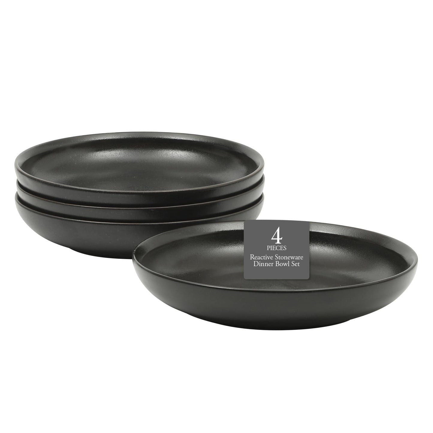 Gibson Elite Beckett 4-Piece Multi-Color 9 Inch Dinner Plate Bowl Set – Reactive Glaze Stoneware – Shallow Serving Pasta Bowls (Blate) – Wide-Rim Round Design – Microwave & Dishwasher Safe