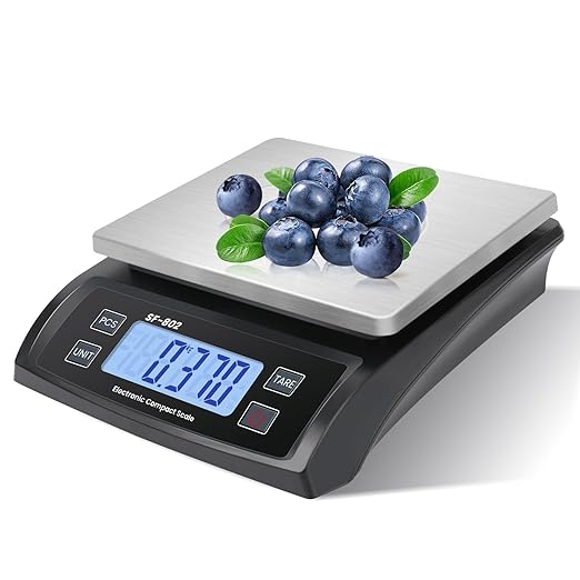 Large Digital Kitchen Scale 30kg/66lb Food Scale for Baking Cooking Stainless Bread Scale with LCD Display Counting Scales for Coins Adapter Included(Stainless White)