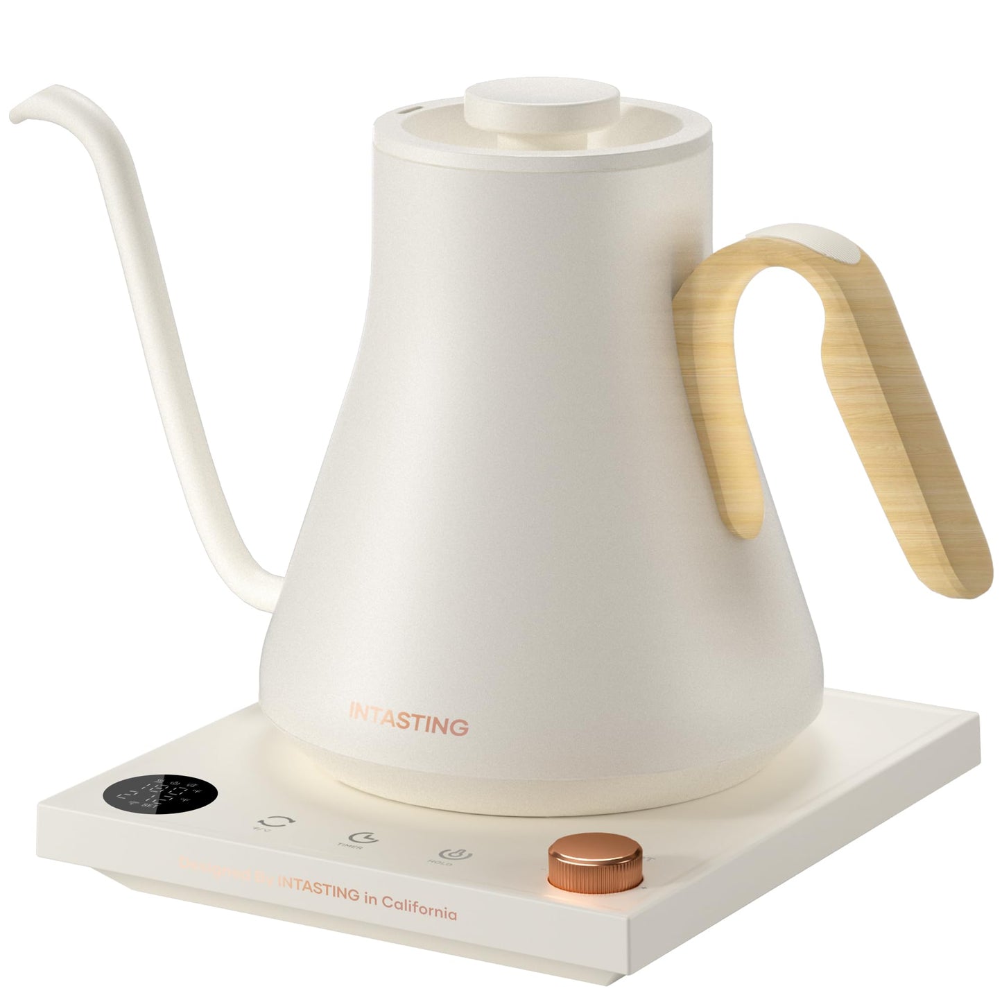 INTASTING Electric Kettle, Gooseneck Electric Kettle, ±1℉ Precise Temperature Control, Stainless Steel Interior, Quick Heating for Pour Over Coffee, Tea & Boiling Water, 0.9L (Black)