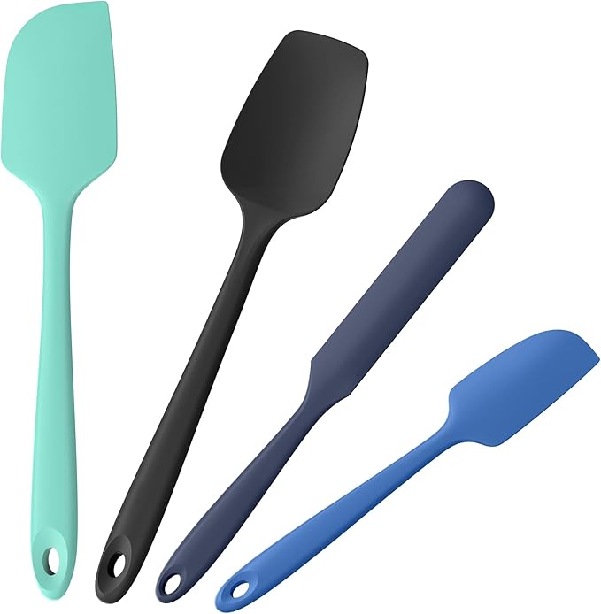 Doosu 600°F Heat Resistant Silicone Spatula Scrapers (Set of 3, Black)