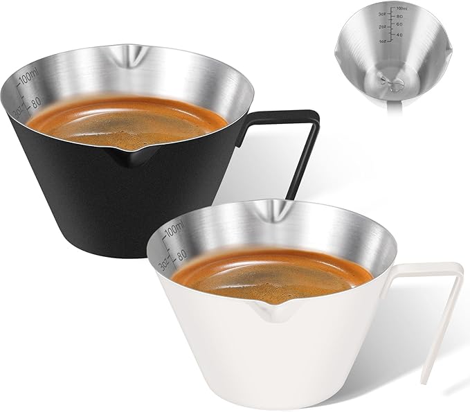 3 Pc Stainless Steel Espresso Shot Cups, 3.4oz/100ml, Silver