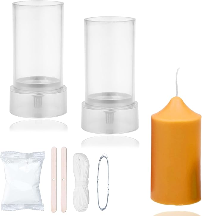 MILIVIXAY 2PCS Pillar Candle Mold -Height: 5.0inch,Diameter:2.0inch-30ft Long Wicks, 2pcs Wick Holders, a Mold Sealer and a Lead Wire Included as a Gift