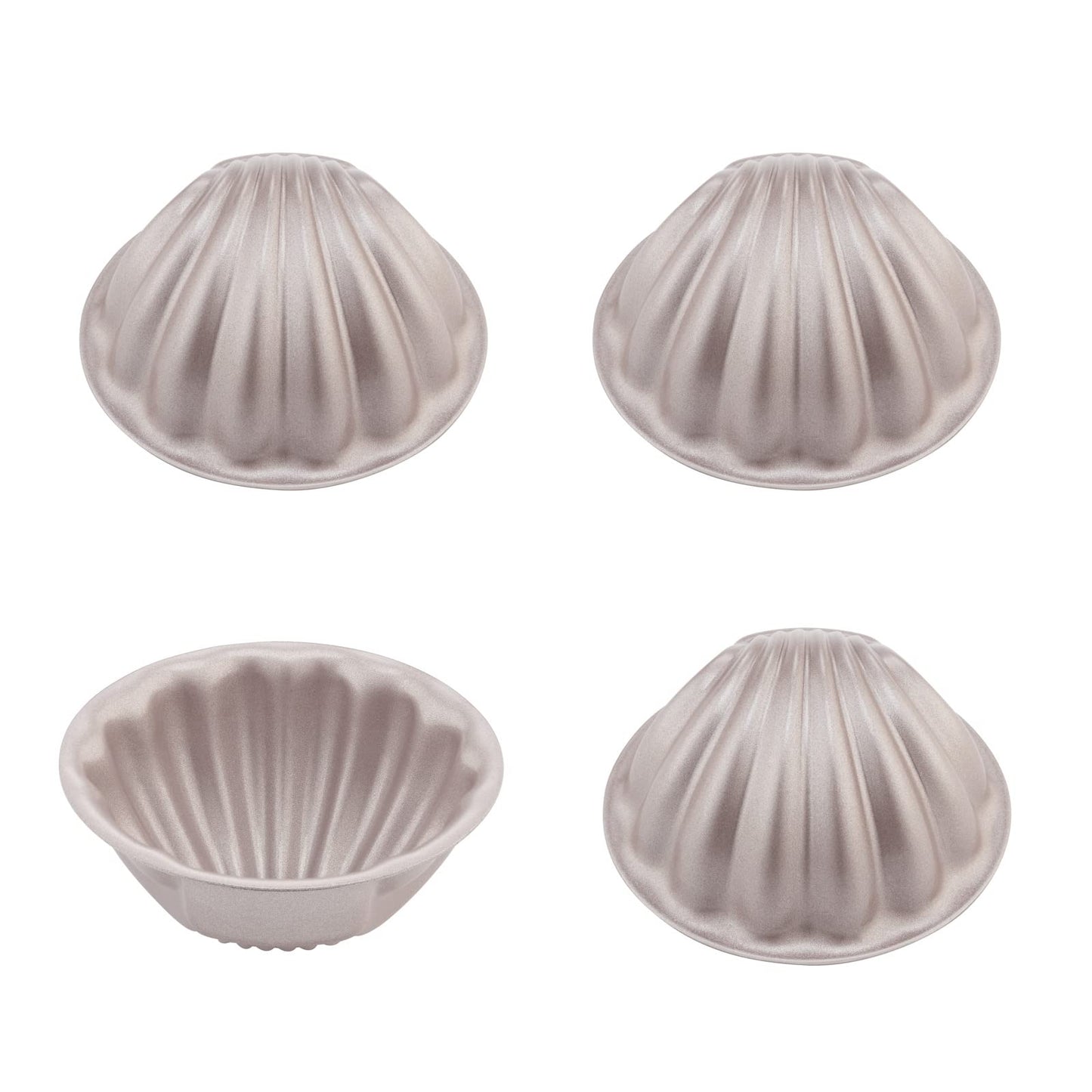 CHEFMADE Madeleine Mold Cake Pan, 12-Cavity Non-Stick Scallop Madeline Bakeware for Oven Baking (Champagne Gold)