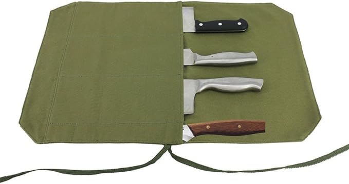 HERSENT Chef's Knife Roll Bag,Portable Travel Chef Knife Case Knife Bag Carrier Storage Bag with 4 Slots Best Gift for Pro Chef or Culinary Enthusiasts Men Women