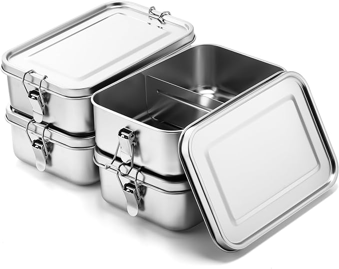 Umigy Stainless Steel Food Containers, 5 Sizes, Divided, 5 Pcs