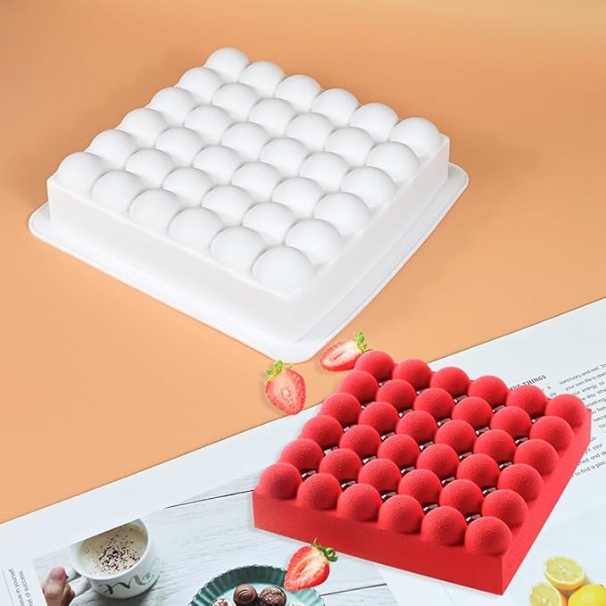 mostsom Silicone Dessert Mold, 6-Cavity Raspberry Pattern Chocolate Mousse Cake Mold, Flexible Baking Mold for Candy, Jelly, Ice Cube (B_ Raspberry)