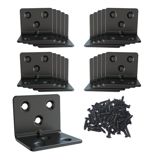 Black Stainless Steel Shelf Bracket,Joint Right Angle Bracket,L Shape Heavy Duty Metal Corner Brace Shelf Supporter for Wood Aufuga (Black_1.5x1.2x1.2inch, 16pcs)