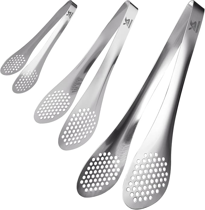 MSY BIGSUNNY 9 inch Buffet Tongs, Set of 2 Stainless Steel Food Serving Tongs