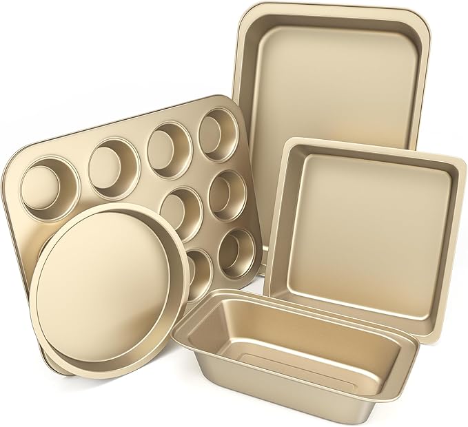 CasaCulina Baking Pans Set, 5-Piece Nonstick Bakeware Sets, Black