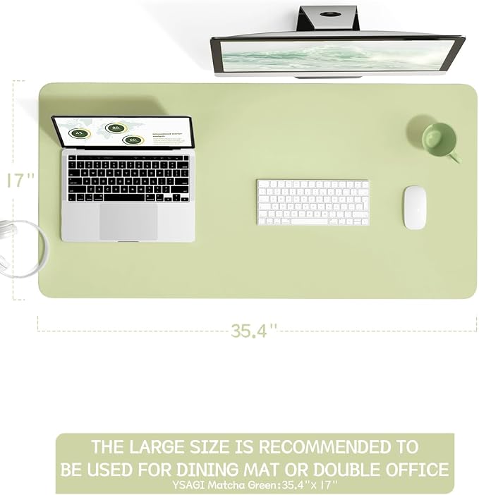 YSAGi Non-Slip Leather Desk Pad L Size, Waterproof Laptop Computer Desk