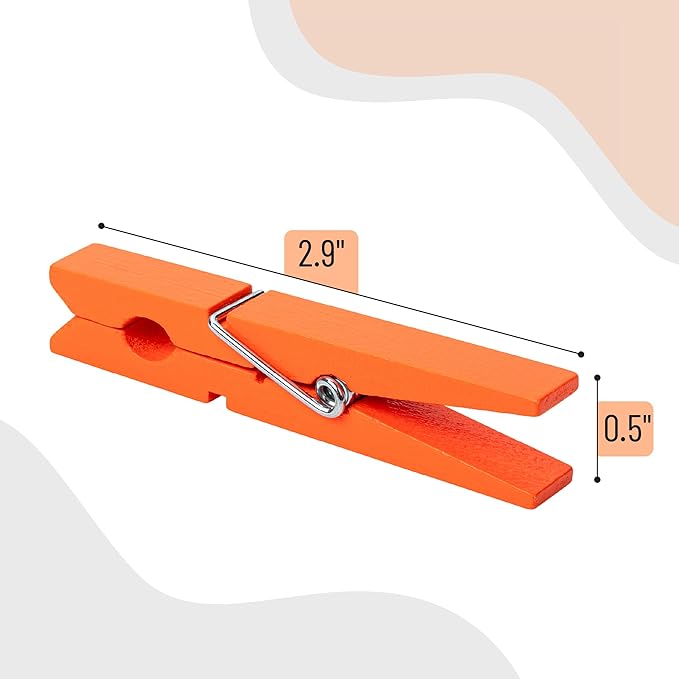 Mr. Pen- Wooden Clothes Pins, Natural Wood, 50 Pack, 2.9 Inch, Orange, Rust Resistant Clothes Pins for Hanging Clothes, Clothes Pins Wood, Clothing Pins, Clothes Pegs, Clothespins, Wood Clothespin