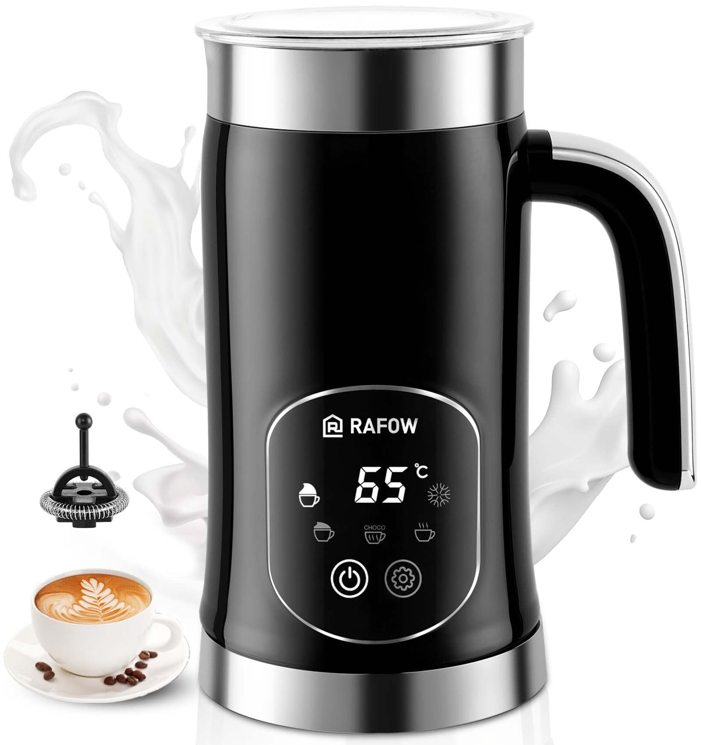 4 in 1 Electric Milk Frother: 10oz/350 mL Large Capacity Electric Milk Steamer for Hot and Cold Milk Froth - Automatic Milk Frother & Warmer for Latte, Cappuccinos, Macchiato, Hot Chocolate
