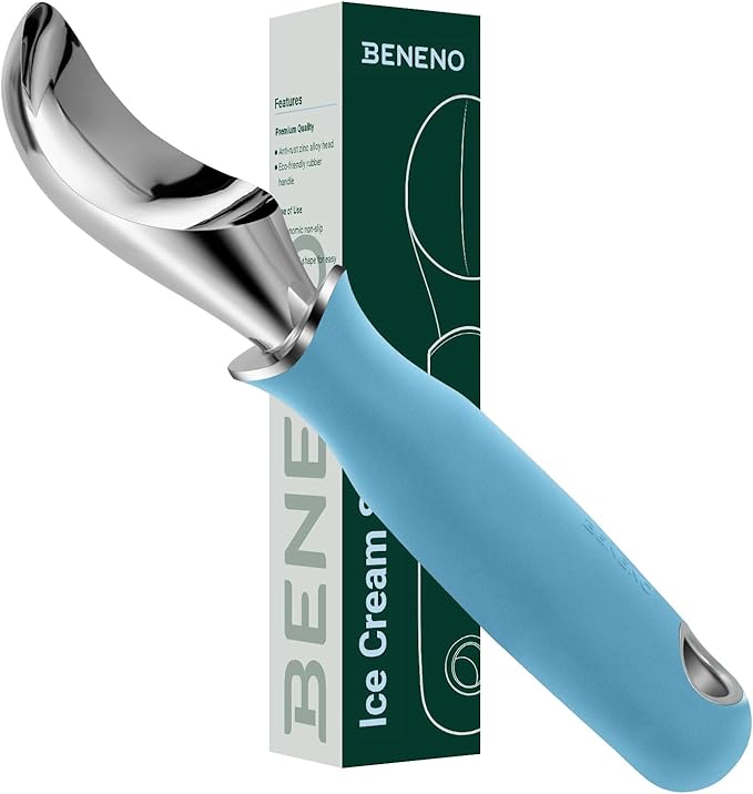 Beneno Premium Heavy Duty Ice Cream Scoop with Ergonomic Grip Handle, Pink