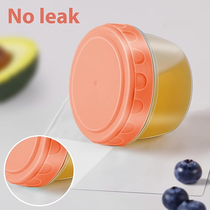 Salad Dressing Container to Go with lids,Dishwasher and Microwave Safe Tiny Condiment Containers with Graduated Lines, Reusable and Leakproof Small Sauce Containers for Lunch Box 6 Pcs 2.7 OZ Mixed 2