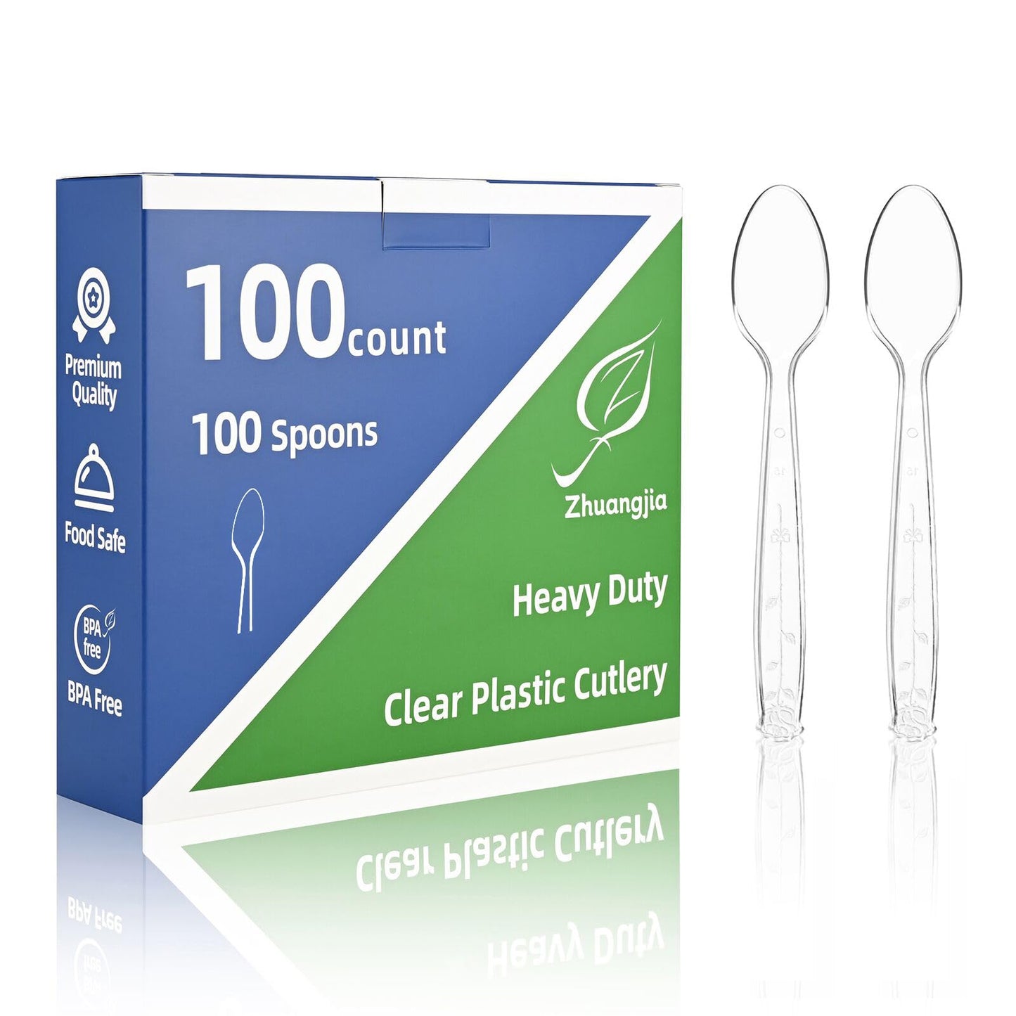 100 Count Heavy Duty Disposable Clear Plastic Spoons