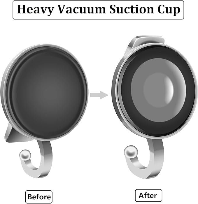 Suction Cup Shower Shelf, Shower Caddy Soap Dish with Hooks for Sponge, Rust Proof 304 Stainless Steel, Silver