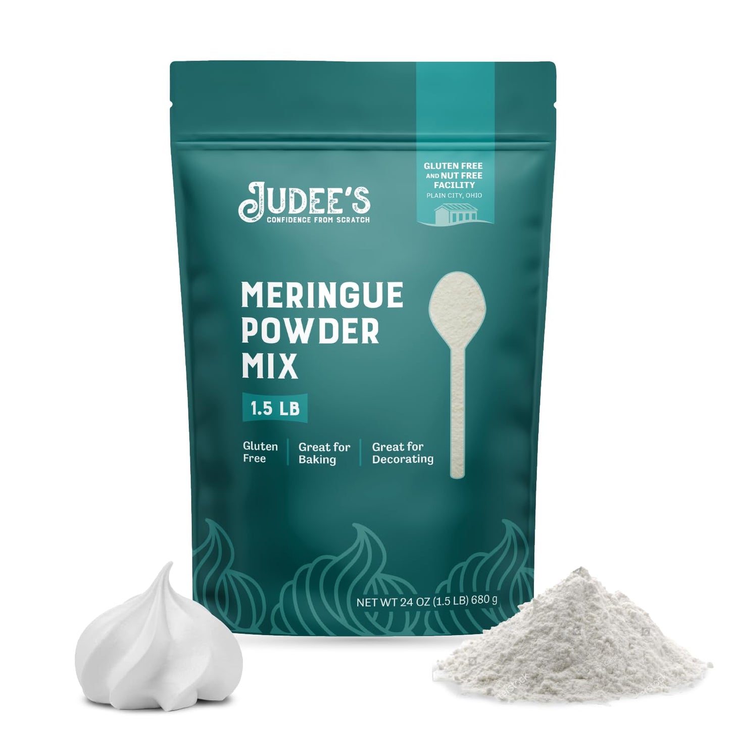 Judee's Gluten Free Complete Meringue Powder Mix - Royal Icing Mix & Cookie Decorating Supplies - Meringue Powder for Cookies & Pies - 11.4 Oz