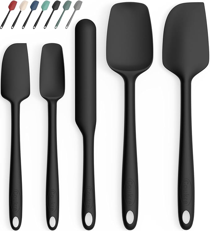 Coukre Silicone Spatula Set of 5,High Temperature Resistant, Food Grade Silicone, Dishwasher Safe, for Baking, Cooking (Pure Colorful A)
