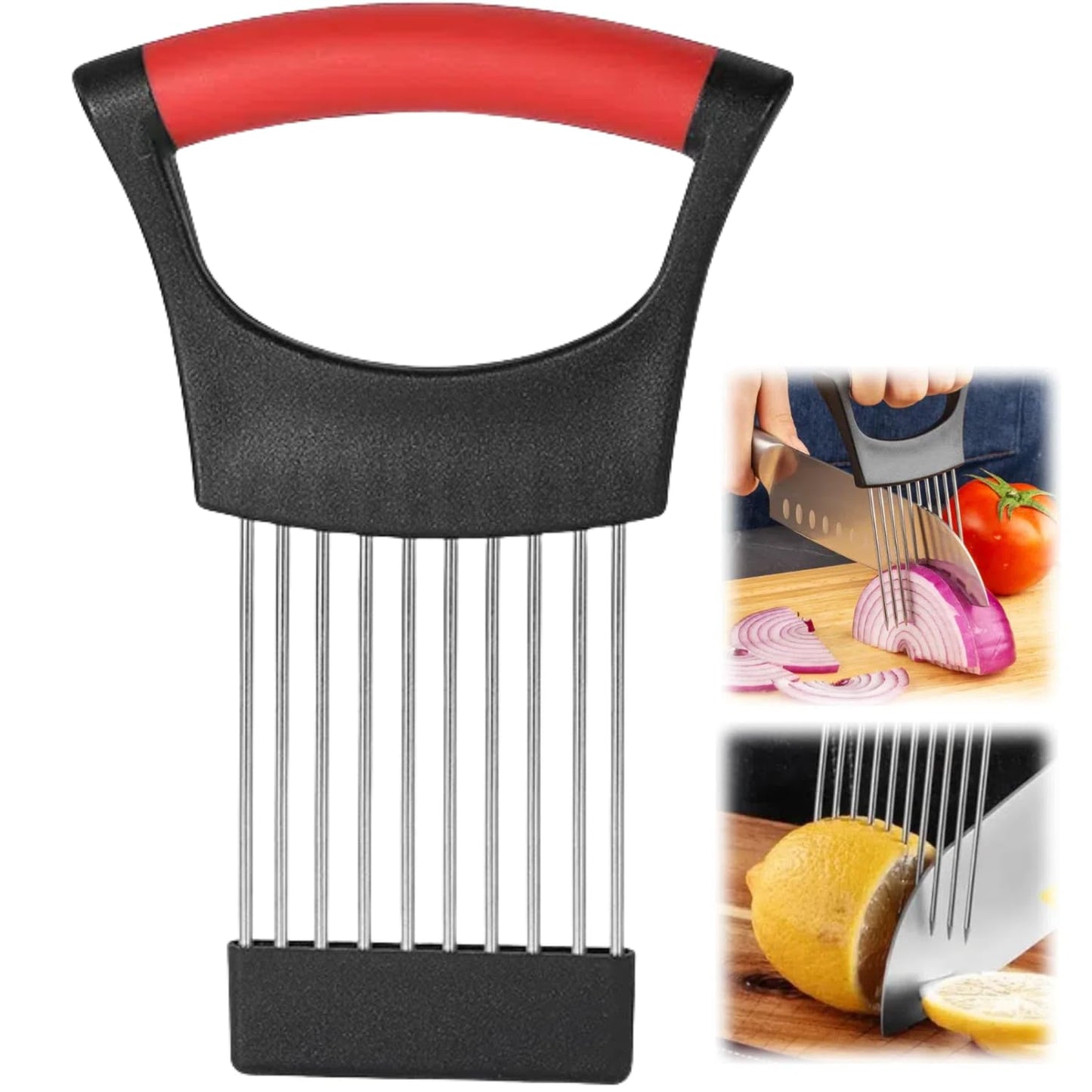 Ultra Onion Slice Holder - Stainless Steel Holder for Slicing Meat, Onion, Potato, Tomato - 3 Pack