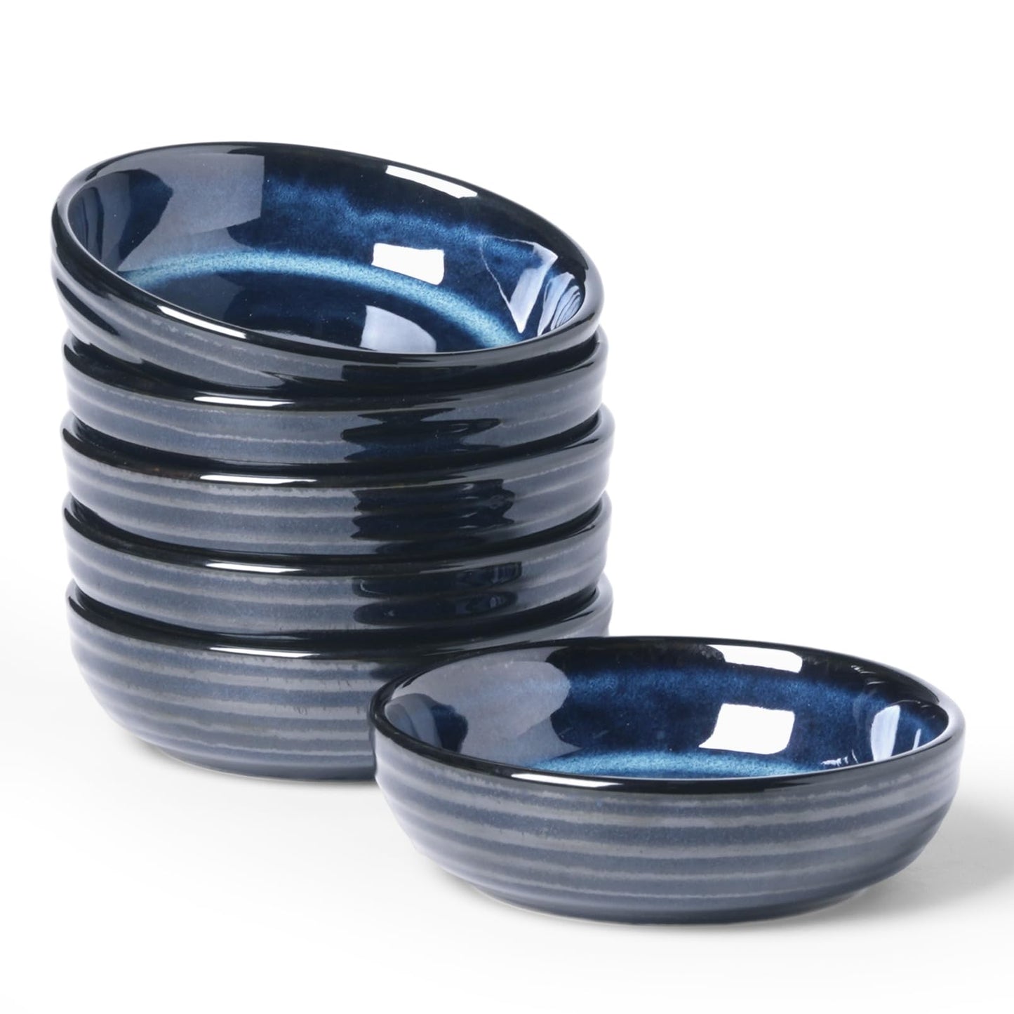 famiware Ceramic Soy Sauce Dish, 3oz Dipping Bowl Set of 6, Light Blue