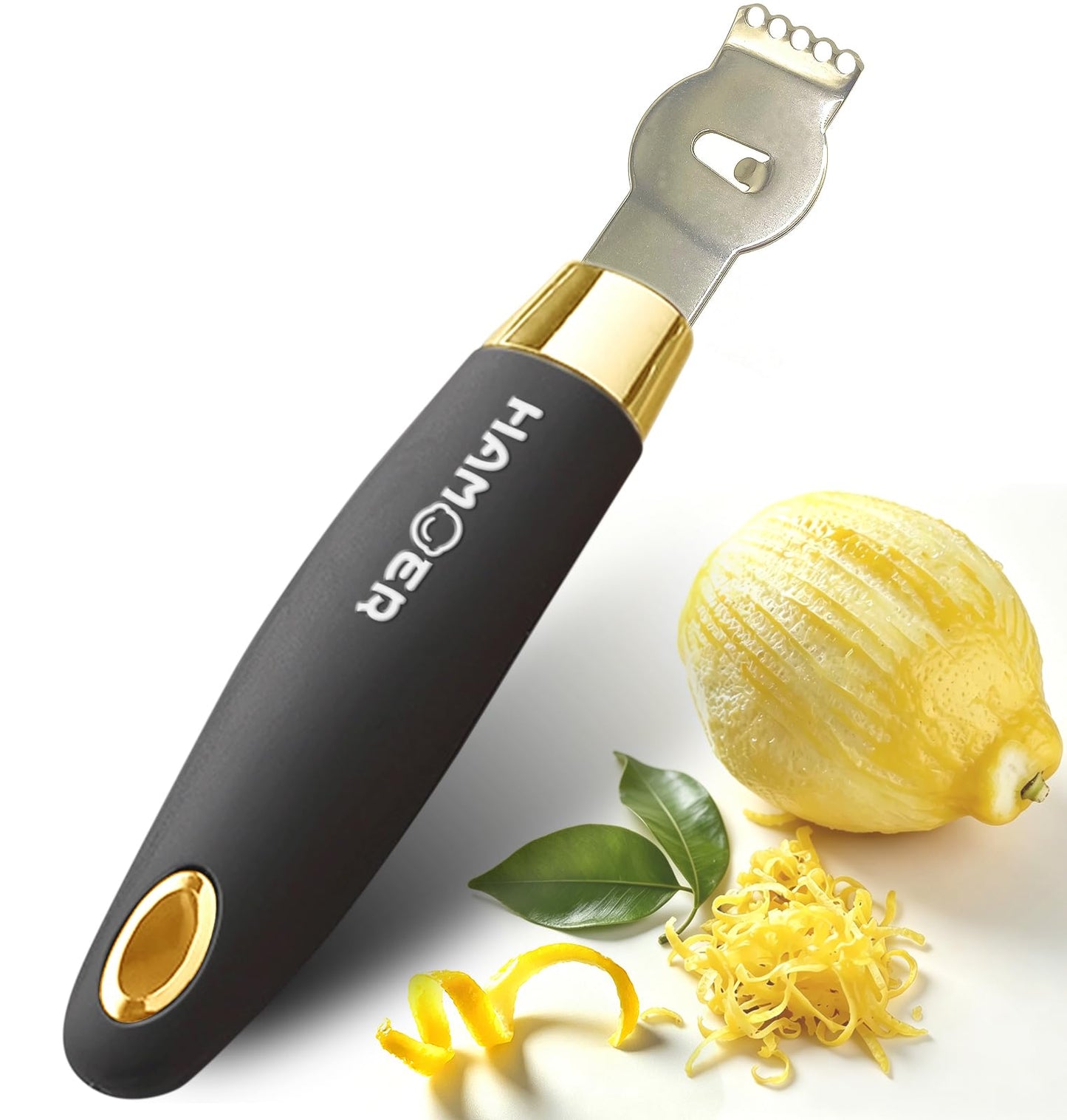 HAMOER Lemon Citrus Zester Channel knife for Lemon Twist Grates 2in1 Tool