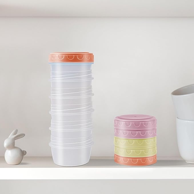 Salad Dressing Container to Go with lids,Dishwasher and Microwave Safe Tiny Condiment Containers with Graduated Lines, Reusable and Leakproof Small Sauce Containers for Lunch Box 6 Pcs 2.7 OZ Mixed 2