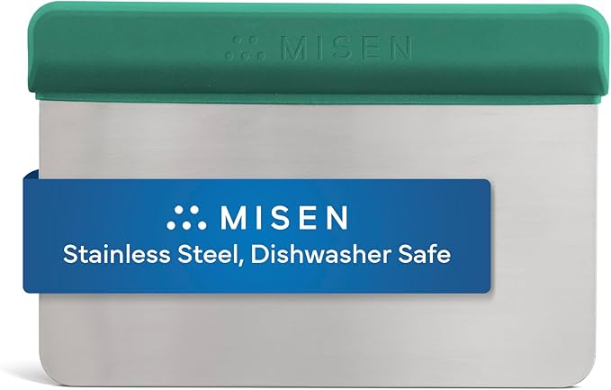 Misen Stainless Steel Bench Scraper - Versatile Food Scraper with Blue Handle - Ideal for Kitchen, Pastry & Dough - Durable Cutting Board Scraper Tool for Effortless Transfer into Pots & Pans - Blue