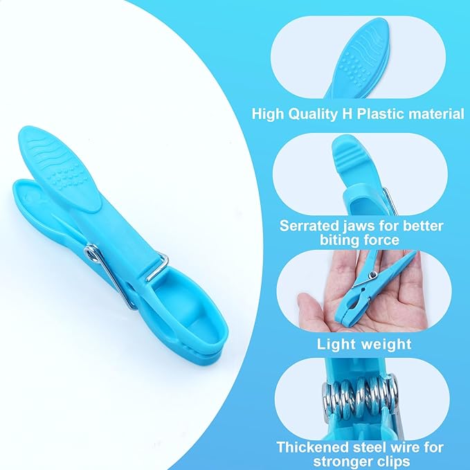 Colorful Plastic Clothespins, Heavy Duty Laundry Clothes Pins Clips Pegs, Drying Line Pegs Small Colored Clothes Pins for Outdoor, Clothesline Crafts Picture Clips Food Package Clips, 24 Packs